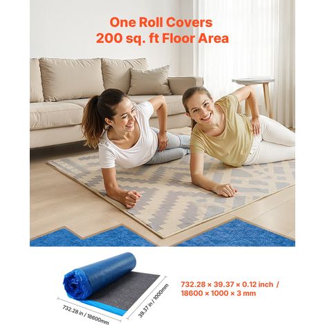 Sous Couche Parquet 37,2 m², Sous-couche Isolante 2 x 18,6 m², 3 mm, Fibre Robuste, Film PE Imperméable, Insonorisation Anti-humidi… (1/5)