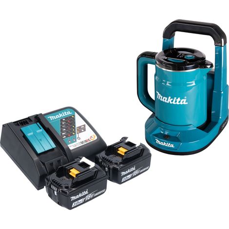 Bollitore a batteria Makita DKT 360 RF2 36 V ( 2x 18 V ) 0,8 L + 2x batteria ricaricabile 3,0 Ah + caricabatterie