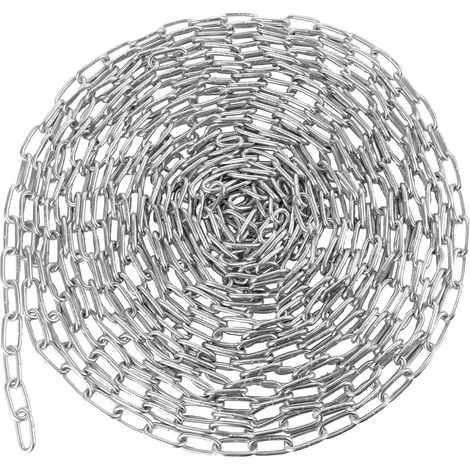 Chainette Metal, Chaine Antivol Robustes 10m φ3 mm, Chaîne Acier Galvanisé pour Vélo, Porte de Clôture, Hamac, Chaise Hamac (1/5)