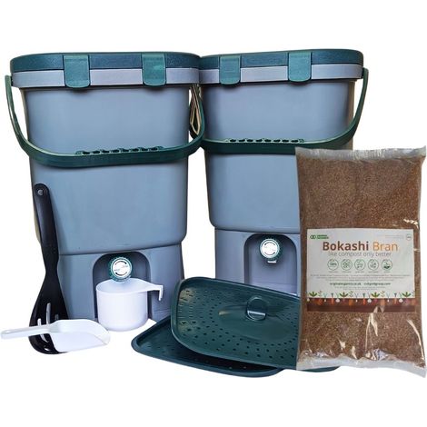 15L Double Bokashi Compost Bin Kit and Accessories + 1kg Bran (1/5)