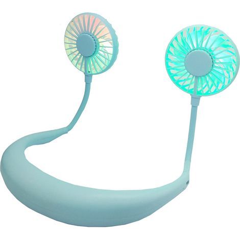 Ventilador deportivo portátil y cómodo con luz LED, mini ventilador de cuello recargable por USB, ventilador deportivo de hombro, enfriador de aire para exteriores.