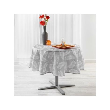 Douceur D'Intérieur – Nappe ronde antitache en polyester 180 cm – Couleur gris – Pour 8 à 10 couverts – Idéale pour table de salle à manger (1/3)