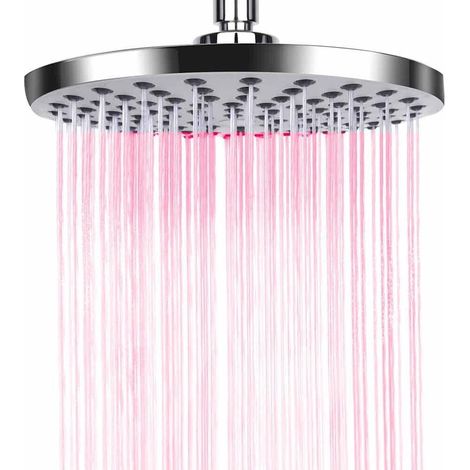 Trade Shop - Soffione Doccia Led Rgb Rotondo 20cm Cromoterapia Doccia Emozionale Argento 79906 - (1/5)