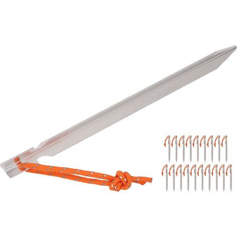 Piquets de tente robustes en forme de V avec corde, accessoires de camping en extérieur, blanc argenté (1/5)