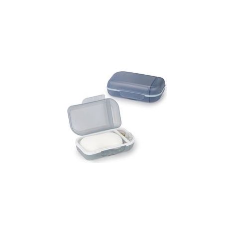 Lot de 2 Porte Savon avec Couvercle, Boite Savon Voyage, Boîte à Savon avec Anneau d'étanchéité TPR, pour Douche, Voyage, Randonnée, Salle de Bain (Gris et Bleu) (1/5)