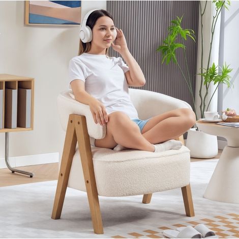 Sillón salón ergonómico acolchado blanco moderno OKMYHOME (1/5)