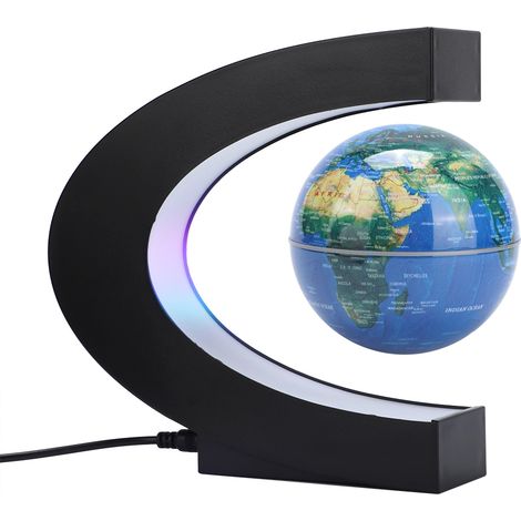 Globe flottant lévitation magnétique 3 en 1, Carte monde lumineuse LED, décoration bureau maison, 100-240V bleu UE (1/5)