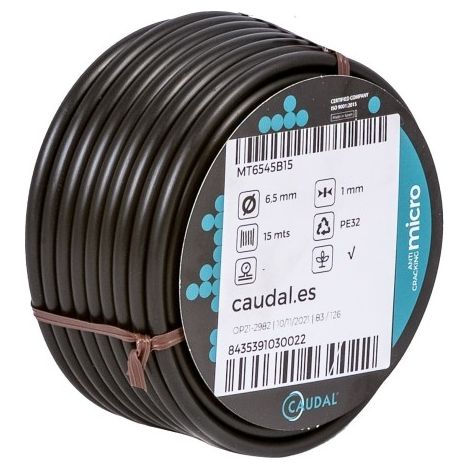 Microtubo Flexible Negro Para Goteo 6 X 4 Mm 15 M