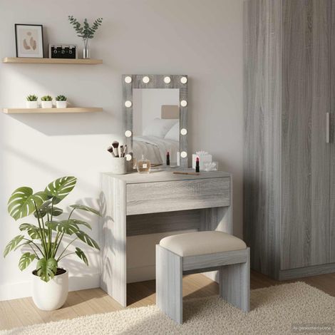 Schminktisch mit Schubladen Grau 60 x 40 x 70 cm Holzwerkstoff