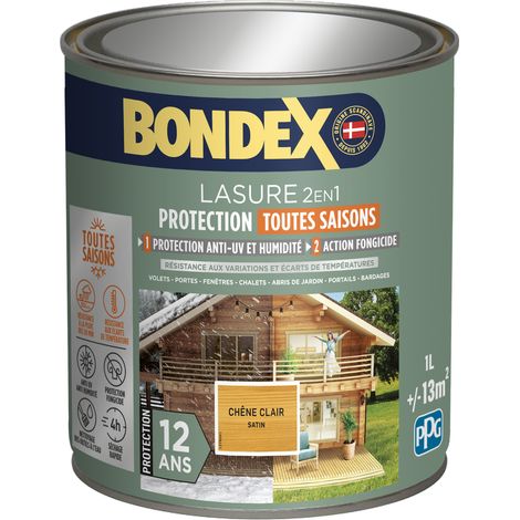 Lasure 2en1 Protection Toutes Saisons 12 ans - 1L - Chêne Clair - Bondex (1/2)