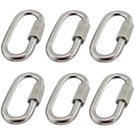 Lot de 6 M5/0.2" Maillon Rapide en Acier Inoxydable 304, Mousqueton INOX à Vis Ovale en Forme de D Très Résistants pour Extérieur/Intérieur,Camping et Randonnée (1/5)