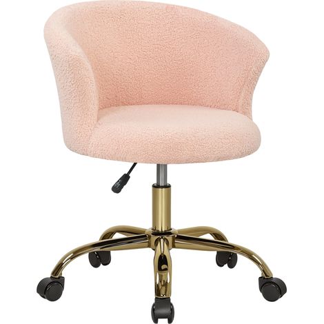 Fauteuil de bureau ergonomique réglable en hauteur pivotant piètement acier rose (1/5)