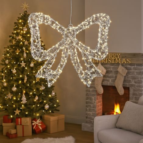 Statuetta decorativa a forma di fiocco con led, decorazione natalizia da interno ed esterno (1/4)
