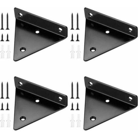 4 Pièces Supports d'étagère Flottants, Supports à Tablettes Muraux Triangulaires Invisibles, Equerre Etagere Murale Métal pour étagère