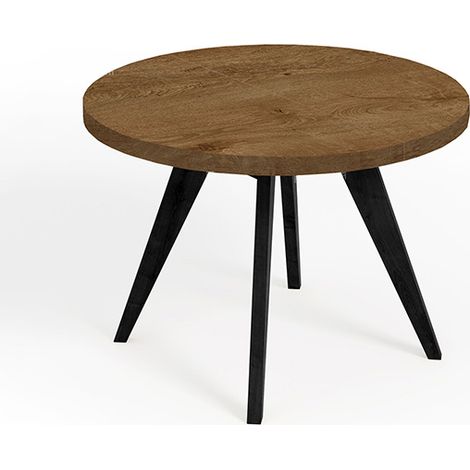 Table de salle à manger ronde extensible LORA, style loft, scandinave, diamètre : 100 / 200 cm, Couleur :Lefkas / Noir (1/4)