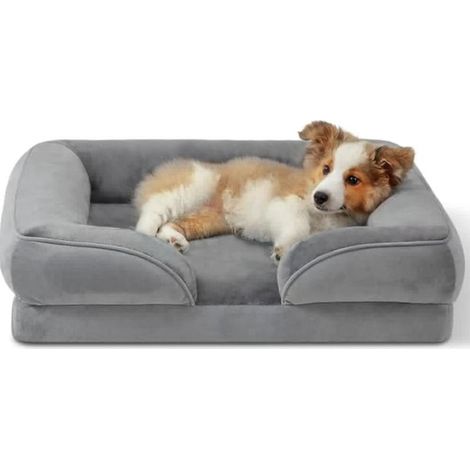 Panier pour chien style canapé - confortable - déhoussable, gris, 72 x 57 x 18 cm (1/5)