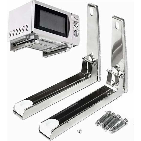 Heavy Duty Microwave Oven Shelf Bracket, Stainless Steel, Folding Rack Wall Mount