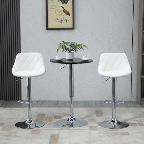 MEUBLIV Mesa alta redonda 61 x 70-90 cm negra – altura regulable y tablero giratorio (1/5)
