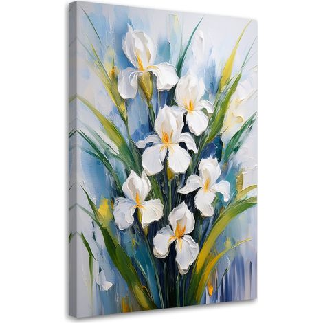 Tableau déco Fleurs peintes iris blanc 40x60 (1/5)