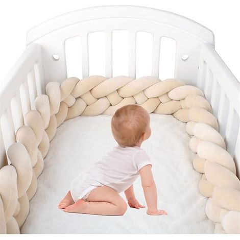 Tour de lit bébé - Coussin doux à nœuds - Coussin latéral tissé à la main - Tour de lit bébé - Motif serpent - Protection de lit bébé - Décoration pour berceau
