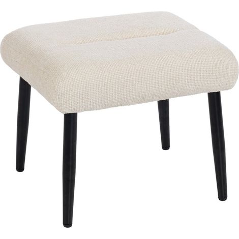 Puf reposapiés de chenilla con patas de acero crema 45 x 41 x 38 cm (1/5)