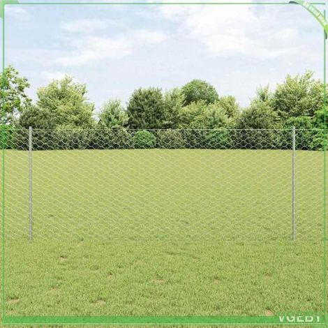 Clôture acier argent 100 m x 1 m - kit rouleau avec 176 poteaux, finition anti-rouille, montage facile (1/5)
