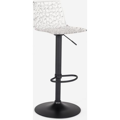 Sgabello design cucina bar base nero opaco regolabile Grand Soleil Spider Matt - Trasparente