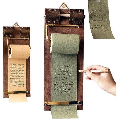 Cartella con post-it, 1 pezzo, portablocco vintage, bacheca per appunti da appendere, rotolo di carta kraft ricaricabile con taglierina, per uffici, cucine e sale da pranzo (dimensioni) (1/5)