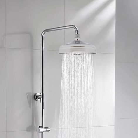 Pommeau de douche à effet pluie en acier inoxydable - Réglable à 360 ° - En acier inoxydable 304 - 20 x 20 cm (argent rétro) (1/5)