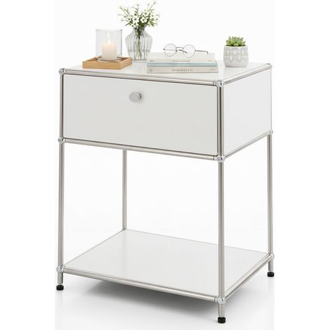 Metallregal Concept Epure MK-139 Beistell- & Aufbewahrungsregal mit Schublade & Ablagen Weiß
