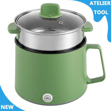 ATELIER 800W 1.7L/57.5oz Vapore électrique à usage multiple avec couvercle en verre et câble d'alimentation (1/5)