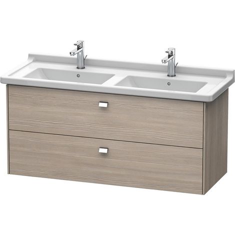 Mobile toilette a parete Duravit Brioso Vanity 122,0 x 46,9 cm, con 2 cassetti, incl. apertura per sifone e grembiule, per lavabo Starck 3 033213, Colore (anteriore/corpo): Pino Argento decoro, maniglia cromata - BR414401031