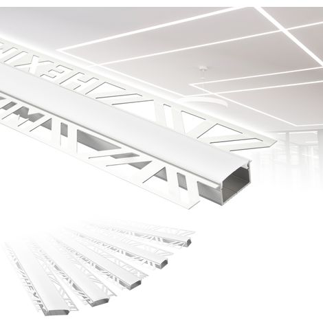 HEXIM Profili in alluminio per LED, cartongesso a incasso con copertura opalina, diverse larghezze: ALED 2 - Larghezza luminosa di 20 mm, 2 metri / 1 striscia