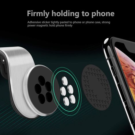 Lot de 2 supports magnétiques pour téléphone de voiture, à fixer sur la grille d'aération - Support magnétique rotatif à 360° pour iPhone et Huawei (1/4)