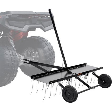 Vertikutierer, 1219 mm Vertikutierer mit 24 Federstahlzinken, Rasenvertikutierer für ATV oder Mäher, Rasenrechen mit Hebebügel für den Garten, Bauernhof, Gras (1/5)