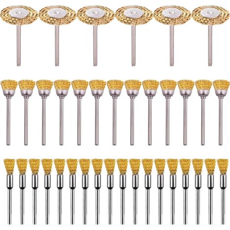45 Pièces Laiton Brosses Brosses Brosse Métallique Fil De Dremel Proxxon Kit De Polissage Acier Brosses Disques De Polissage Brosse Brosse Ronde Tige À Disque Ø 3,17 Mm