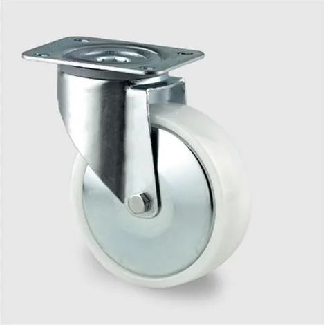 XEPHO Roue pivotante en polyamide Ø125 mm, 275 kg, palier lisse avec plaque, hauteur de construction 155 mm, température de fonctionnement -4 °C (1/2)