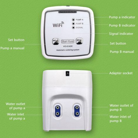 Système d'arrosage intelligent à double pompe Wi-Fi, programmateur d'arrosage automatique, outil d'arrosage télécommandé (1/5)