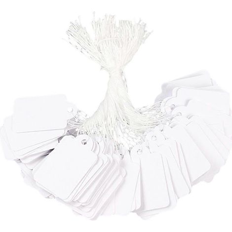 500 feuilles d'étiquettes de prix avec ficelle - Étiquettes de prix pour bijoux - Étiquettes de prix vierges - Étiquettes de prix pour vêtements-4.8X3CM-White (1/2)