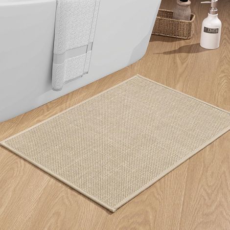Tapis de bain Chakme antidérapant 43 x 61 cm avec dos en caoutchouc antidérapant lavable Tapis de bain Tapis de douche Beige (1/5)