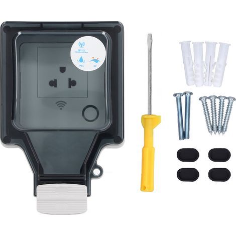 Prise de Jardin, Prise Extérieure Bonne étanchéité Connexion WIFI Prise US 110‑250V 16A Coque Transparente Sûre pour Balcon (SNW-AM). (1/5)