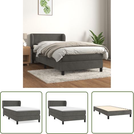 The Living Store Boxspringbett mit Matratze Dunkelgrau 100x200 cm Samt - Samtbett - Boxspringbett - Doppelbett - Bettauflage - Matratze (1/5)