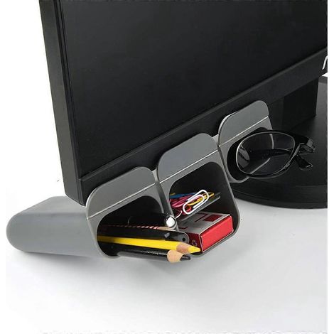 Boîtes de rangement de bureau avec porte-stylet adhésif pour écran d'ordinateur --- (1/5)