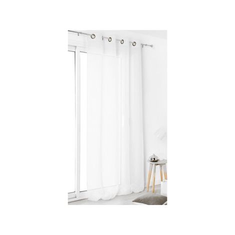 Rideau Voilage uni 100% lin Blanc 145x260 cm (1/3)