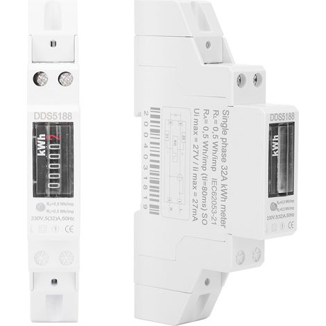 Compteur d'énergie monophasé DDS5188, compteur d'énergie intelligent en wattheures, haute précision, 230 V, 5 (32) A, 50 Hz (1/5)