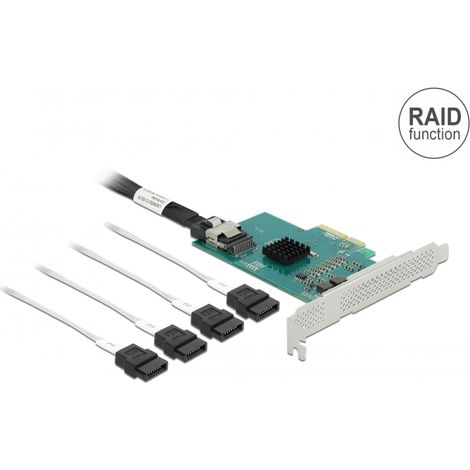 Delock Tarjeta PCI Express a 4 x SATA 6 Gb/s RAID e HyperDuo - Factor de forma de perfil bajo
