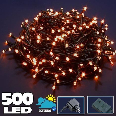 TrAdE Shop Traesio - Catena Luminosa 500 Luci Led Lucciole Bianco Caldo Controller 8 Funzioni Esterno - (1/2)
