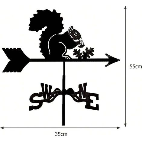 Girouette en métal en forme d'écureuil, statue de jardin, clip pour girouette de jardin, décoration artisanale, ferme, jardin, belvédère (1/4)