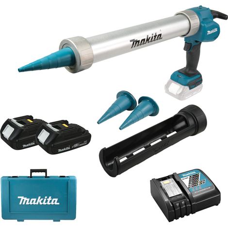 Makita – Pistolet extrudeur sans fil 18V – 2x batterie 1,5Ah – Pression max 500kg – Vitesse 0-28mm/s pour cartouches 310ml et sachets 600ml