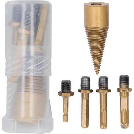 5-teiliges Brennholzbohrer-Set, 32 mm, Holzspalter, C45 Stahlkegelbohrer mit Schäften
